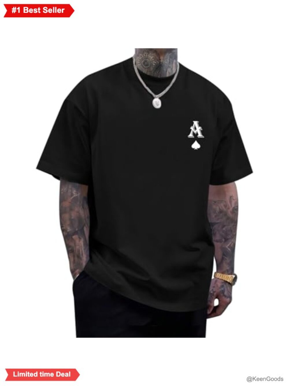Men's Graphic Tee Oversize Vintage Streetwear Rapper Poker Ace of Spades Short